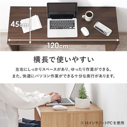 デスク 幅120cm シンプルすっきりデザイン 奥行スリム 机 コンパクト