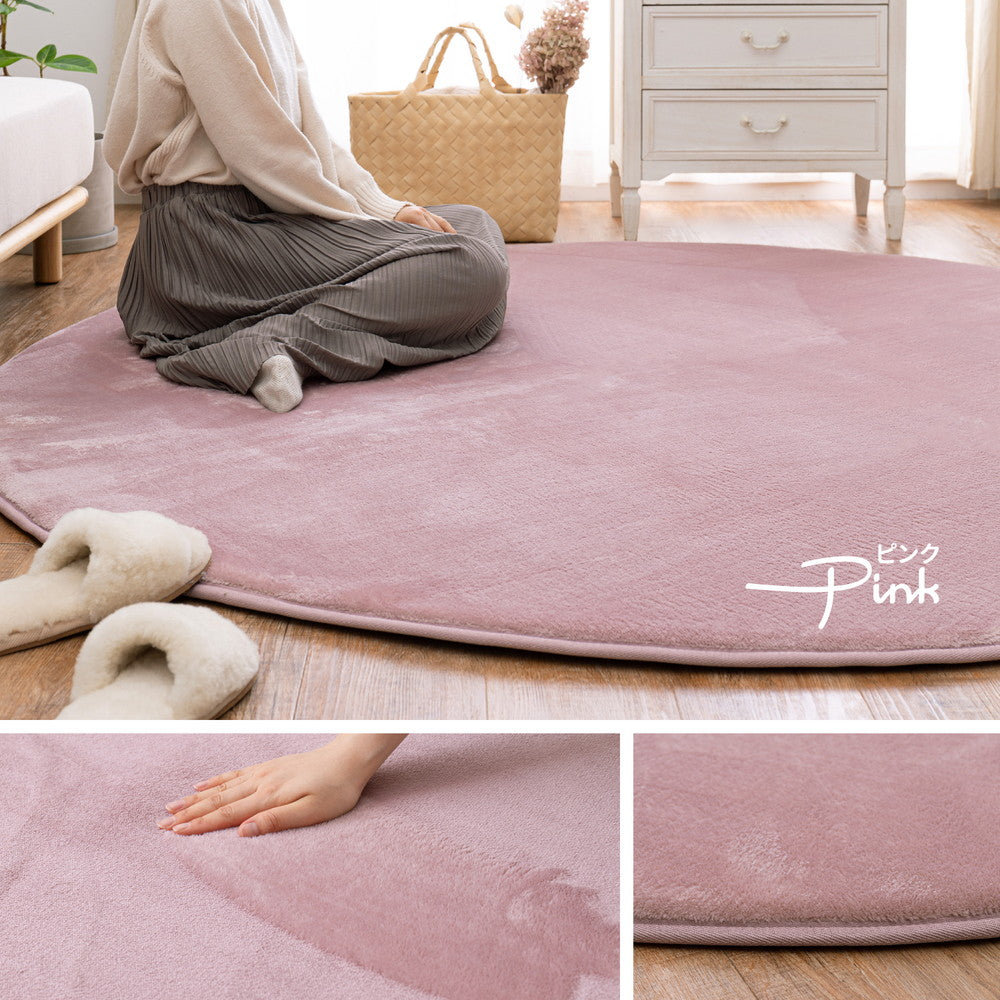 洗える 低反発ラグ ふんわり 185x185cm なめらか メレンゲタッチ 厚さ約20mm 撥水加工