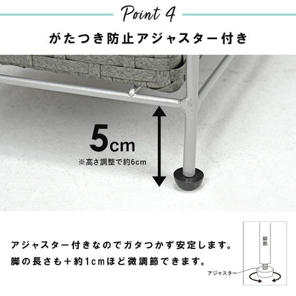 3段ランドリーラック 幅15.5cm すきま収納 スペパ 水濡れOK 完成品 ラタン調