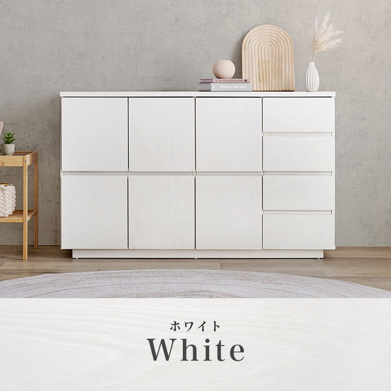 リビングボード 幅119cm キャビネット 扉収納 キッチンボード 大容量収納