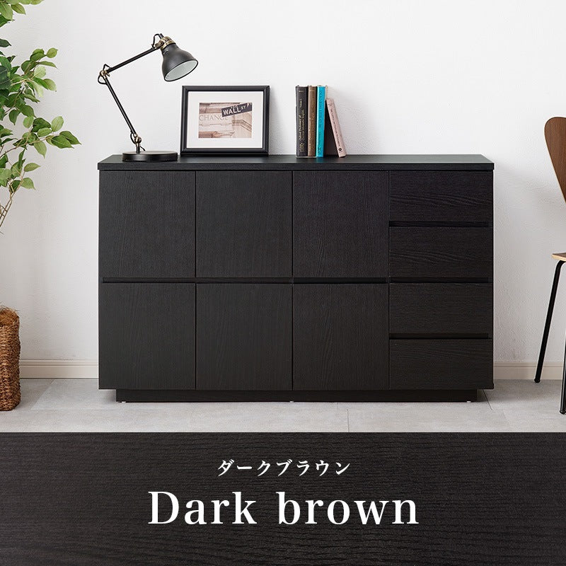 リビングボード 幅119cm キャビネット 扉収納 キッチンボード 大容量収納
