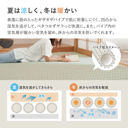 パステルカラー い草風カーペット 174x174cm（江戸間2帖） ヘリンボーン柄