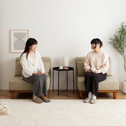 ローソファ 幅153cm （76.5cm x2） 分割可能 ゆったり座面 ファブリック 背面クッション