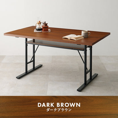 コンクリート調 ダイニングテーブル 138x80cm 中央スリット 棚付き 横揺れ防止 重厚感