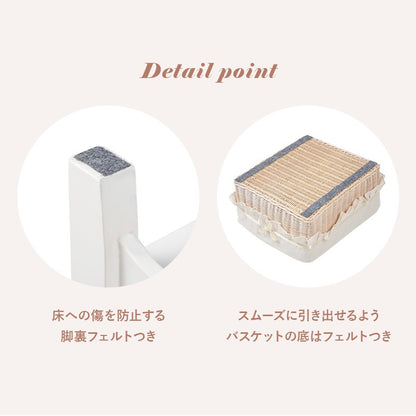 姫キャビネット 幅78cm フリル+リボン+大容量 アンティーク調 バスケット 完成品