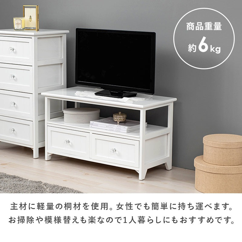 桐 テレビ台 ローボード 幅72cm クリスタル調取っ手 32インチまで対応 完成品