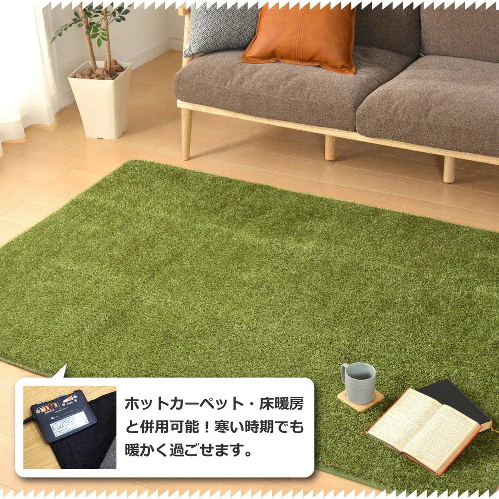 芝生風ラグ シーヴァ 円形 直径150cm 室内用 緑色 防音効果 クッション性アップ