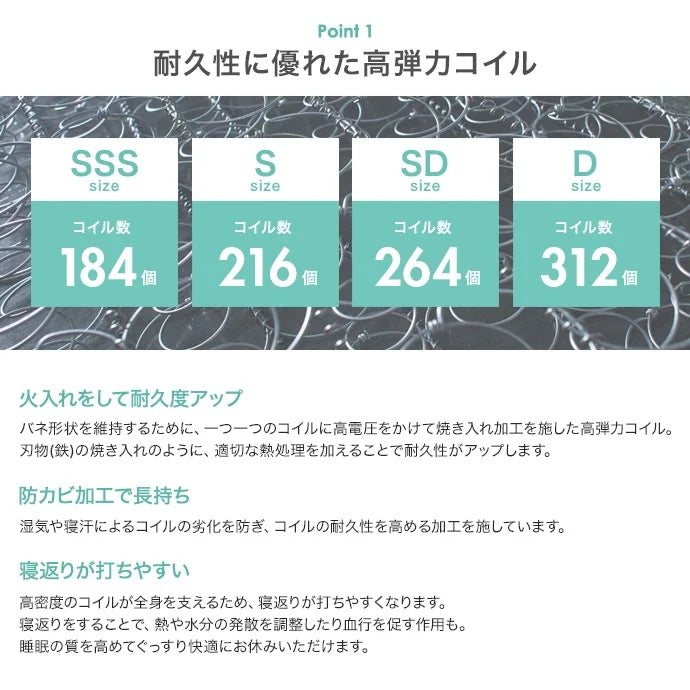 セミダブルベッド + マットレスセット USB コンセント 本棚付き シンプルモダン 床下収納 ボンネルコイルマットレス