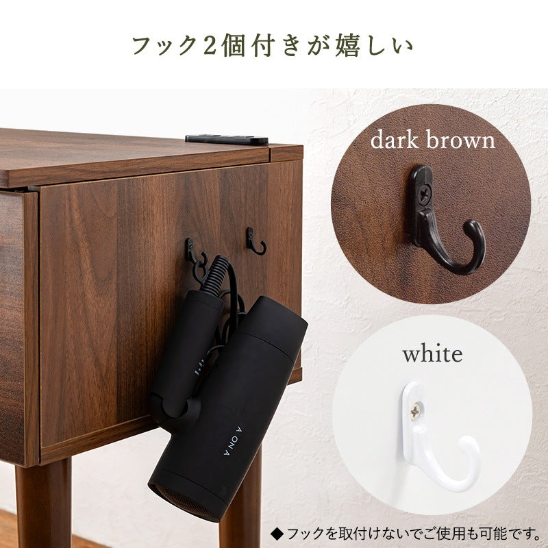 2wayドレッサー + スツールセット 幅69cm コンセント 収納テーブル 撥水 コード余り収納
