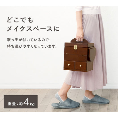 コスメボックス 三面鏡 メイクボックス 大容量収納 バタフライテーブル 持ち運び簡単