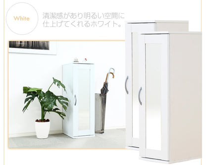 ミラー付き シューズラック 2個SET スリム 省スペース 可動棚 シンプル 下駄箱