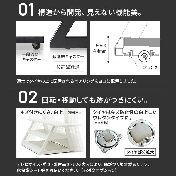 インテリアTVスタンド 収納付きモデル WALL　M1 CASTER キャスタースタンド 耐震 32インチ-65インチ対応