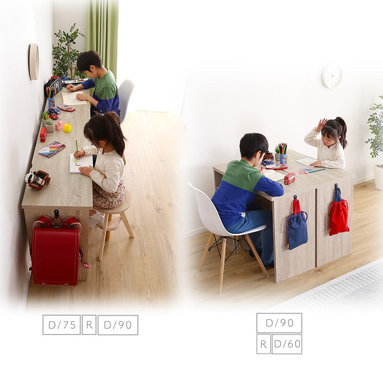 キッズデスク + サイドラック セット 机 デスク幅60cm ラック幅30cm 学習デスク 棚