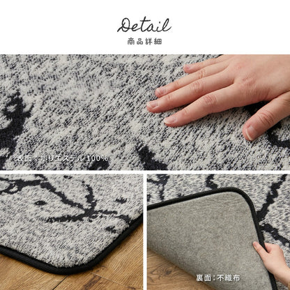 ベニワレン風 ラグマット 180x180cm ふっくらウレタン12mm モノトーン 先染め モロッカンラグ