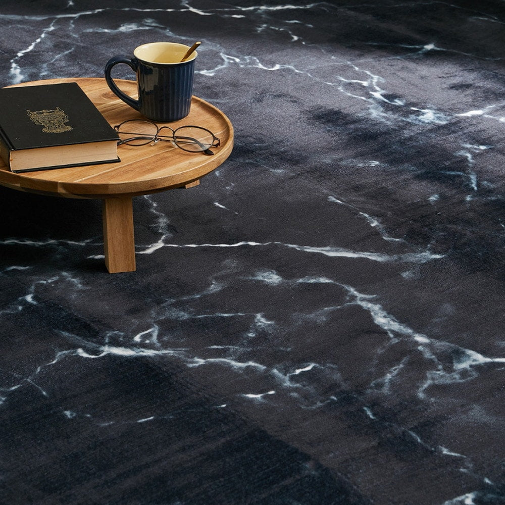 大理石柄 ラグ 130x190cm なめらかソフトフランネル 滑り止め 洗濯可能