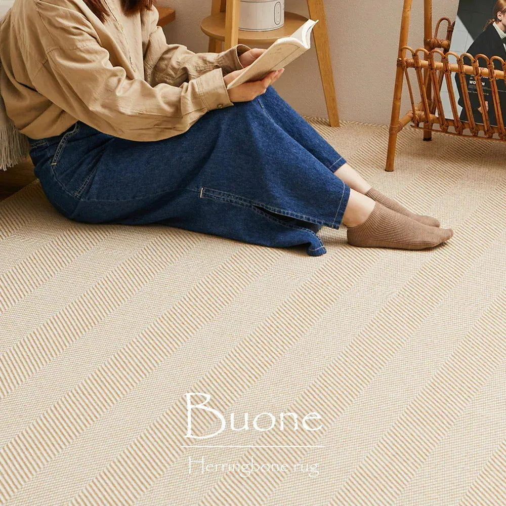 洗える ヘリンボーン柄ラグ 230x230cm ウレタン5mm入り キッズ ペット 滑り止め オールシーズン