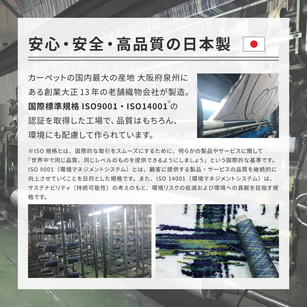 日本製 高機能ラグ 190x190cm 防ダニ／抗菌防臭／抗ウィルス／アレル物質低減／消臭 オールシーズン