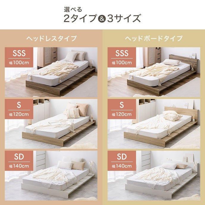 SSS セミシングルショートベッド + マットレスセット 小さめサイズ すのこ 幅広フレーム コンセント付き ベッドボード 高耐久 ボンネルコイルマットレス