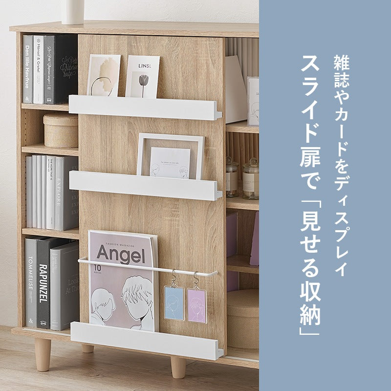 ディスプレイ本棚 コミックラック 幅90.5cm カスタム可動棚 + スライド棚