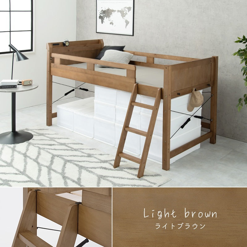 スペース活用 ロフトベッド 高耐久 ロータイプ 天然木 ベッド下の高さ76.5cm 子供用 キッズ