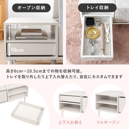 ドレッサーテーブル 幅75cm ロードレッサー 大判ミラー 収納多数 センターテーブル ワンルーム