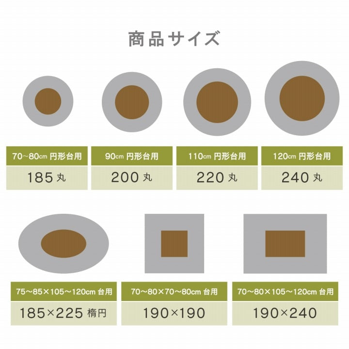 こたつ掛け布団 円形 （対応テーブルサイズ直径70―80cm） 布団サイズ直径185cm 洗えるこたつ布団