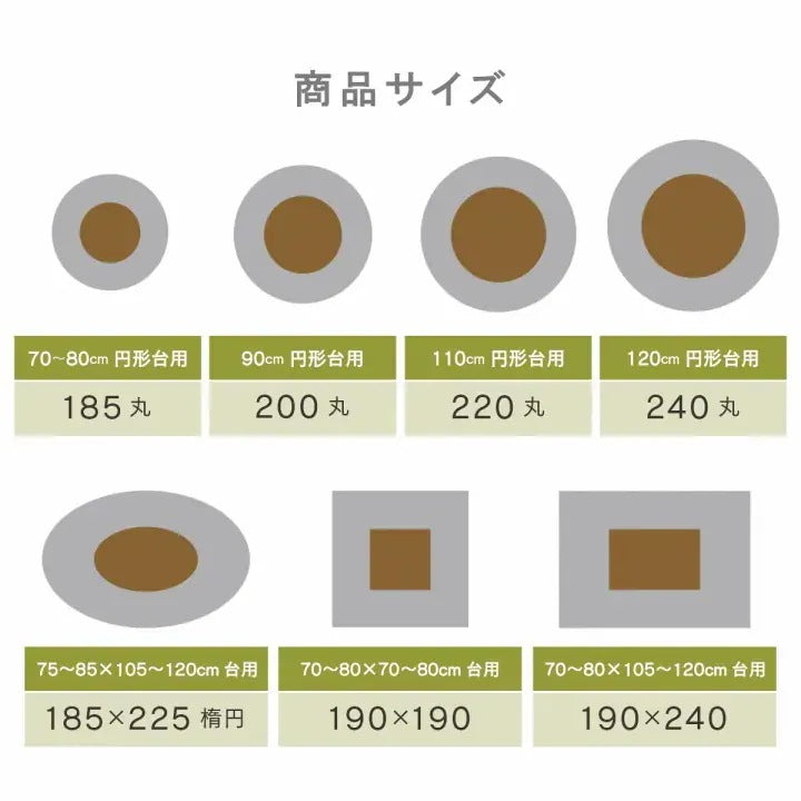 こたつ掛け布団 円形 （対応テーブルサイズ直径110cm） 布団サイズ直径220cm 洗えるこたつ布団