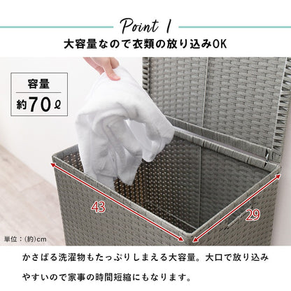 キャスター付 収納ボックス 放り込み ランドリー 子供部屋 RUD 45x32x66cm
