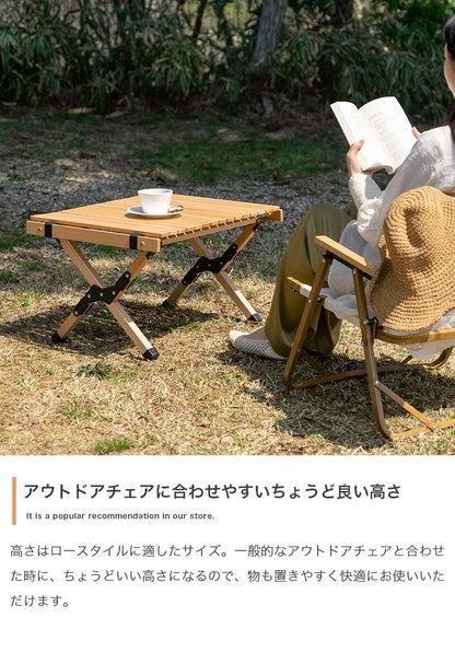 折りたたみウッドテーブル 天然木 アウトドア 幅90cm キャンプ ピクニック ガーデンファニチャー