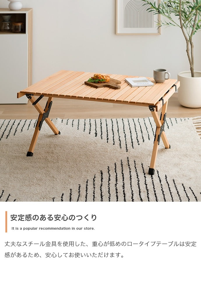 折りたたみウッドテーブル 天然木 アウトドア 幅90cm キャンプ ピクニック ガーデンファニチャー