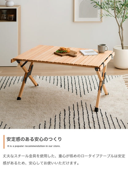 折りたたみウッドテーブル 天然木 アウトドア 幅90cm キャンプ ピクニック ガーデンファニチャー