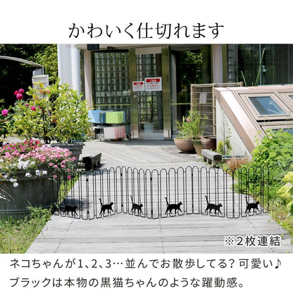 折り畳めるアイアンフェンス（猫3連）／可愛いデザイン＆コンパクト収納／ガーデニング・間仕切りに