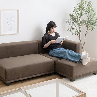 2人掛け コーデュロイソファ 幅100cm ロースタイル 奥行ゆったり シンプル