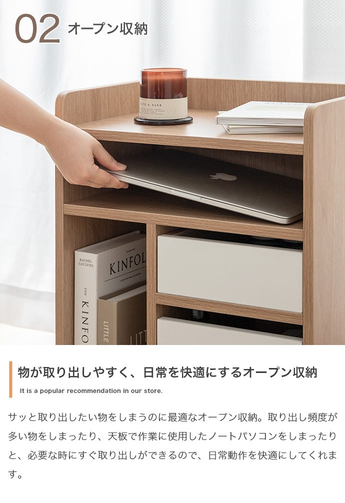 隠しキャスター付き収納ワゴン 幅42cm サイドワゴンテーブル キッチン収納 デスクサイド