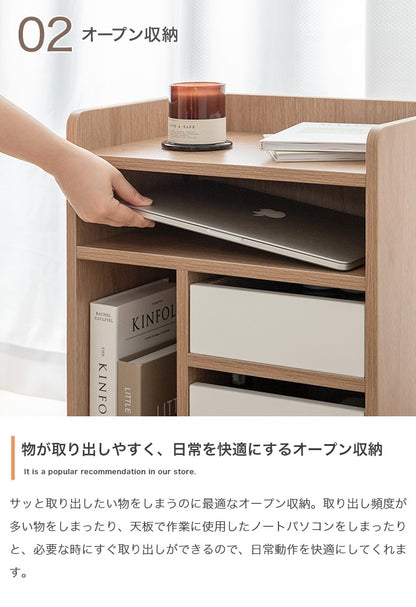 隠しキャスター付き収納ワゴン 幅42cm サイドワゴンテーブル キッチン収納 デスクサイド