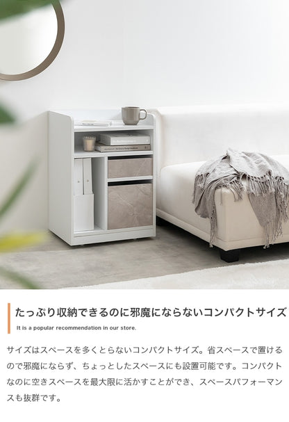 隠しキャスター付き収納ワゴン 幅42cm サイドワゴンテーブル キッチン収納 デスクサイド