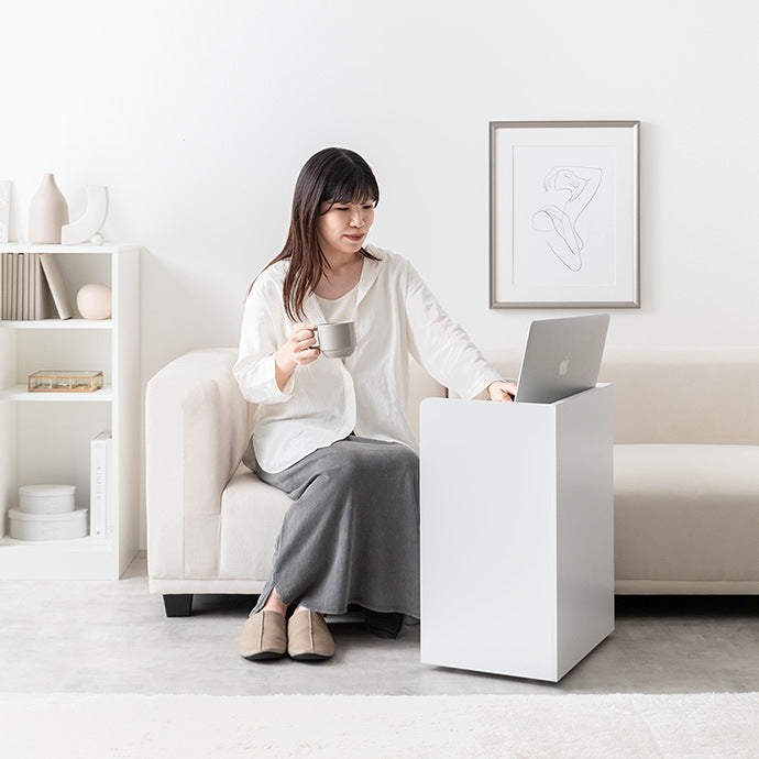 隠しキャスター付き収納ワゴン 幅42cm サイドワゴンテーブル キッチン収納 デスクサイド
