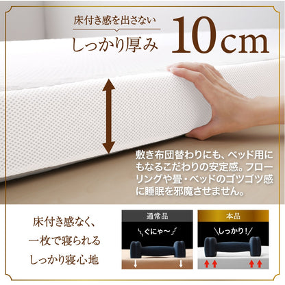 高反発 三つ折りマットレス 敷布団 3Dメッシュ 厚さ10cm 通気性良好