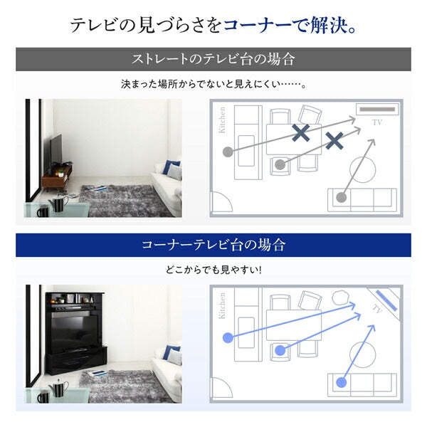 大型 ラグジュアリー 鏡面テレビボード 55インチまで対応 コーナーにも壁面にも