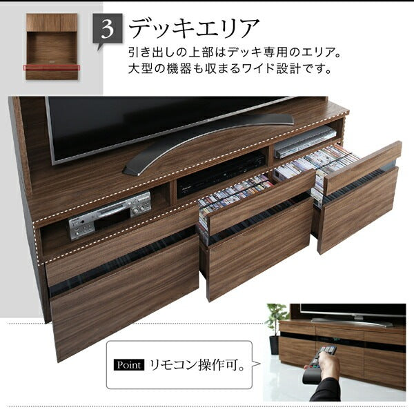 ハイタイプ大型テレビボード 組み合わせ アーバンリビング 壁寄せ設置 ケーブル収納 木目調