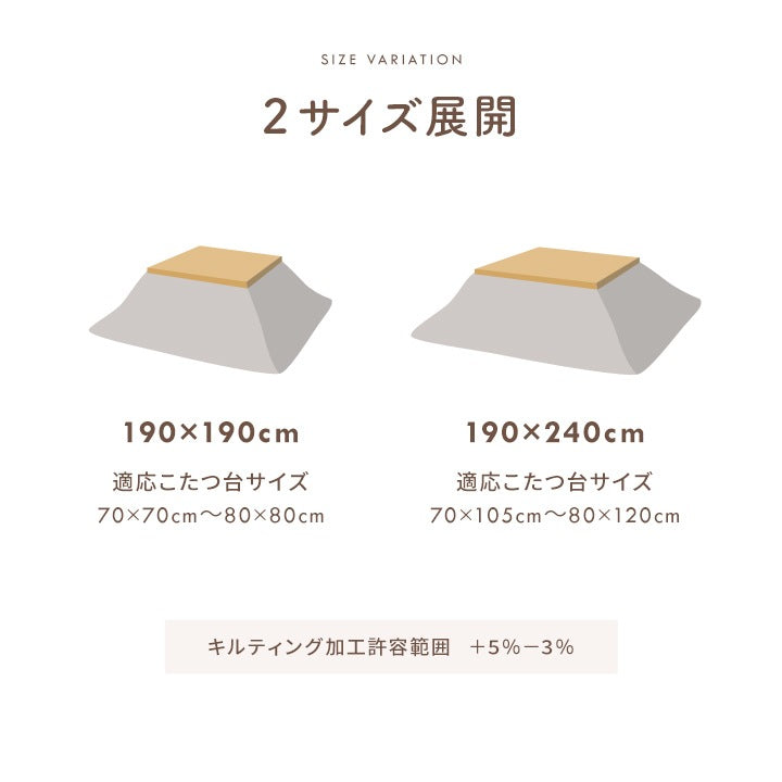 洗える ボア付 こたつ上掛けカバー リバーシブル 2サイズ コンパクト収納 そのままこたつ掛け布団にも