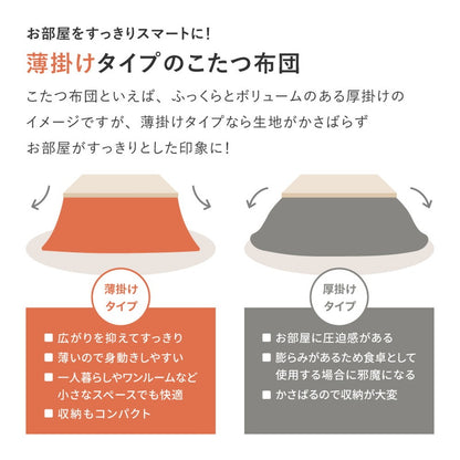 洗える こたつ掛け布団 ベニワレン風 モノトーン 2サイズ 薄掛けタイプ