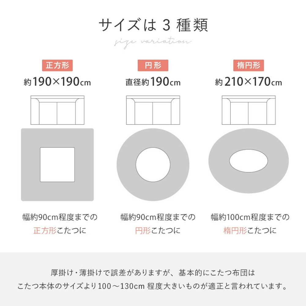 円形 こたつ掛け布団 ポコポコふわふわ 直径190cm ラビットファー 低ホルムアルデヒド 洗濯可能
