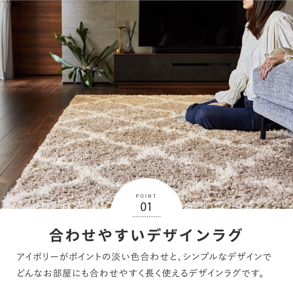 大型 エジプト製 ラグ 厚手 200x250cm ウィルトン織 シャギーラグ