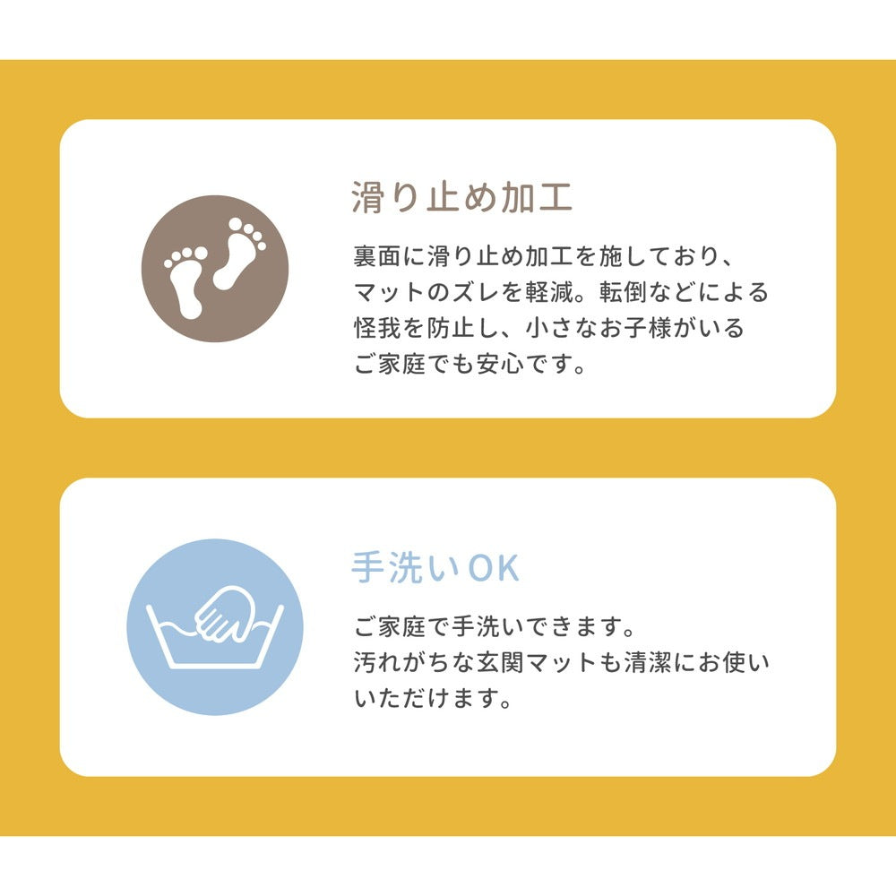 洗える 玄関マット 花柄 2サイズ 手書き風デザイン 滑り止め