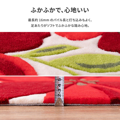 洗える 玄関マット 50x80cm フラワーモチーフ 滑り止め