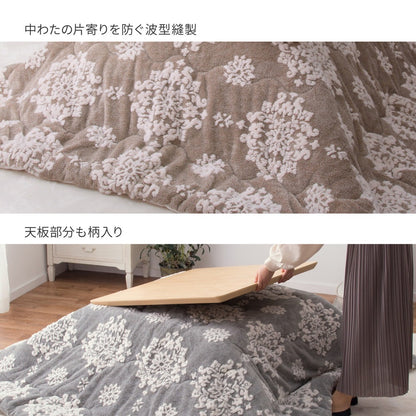 薄掛けこたつ布団 190x190cm オーナメント柄 フランネル生地