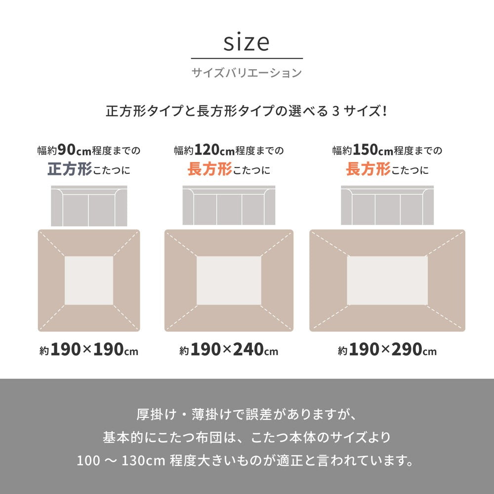 薄掛けこたつ布団 190x190cm オーナメント柄 フランネル生地