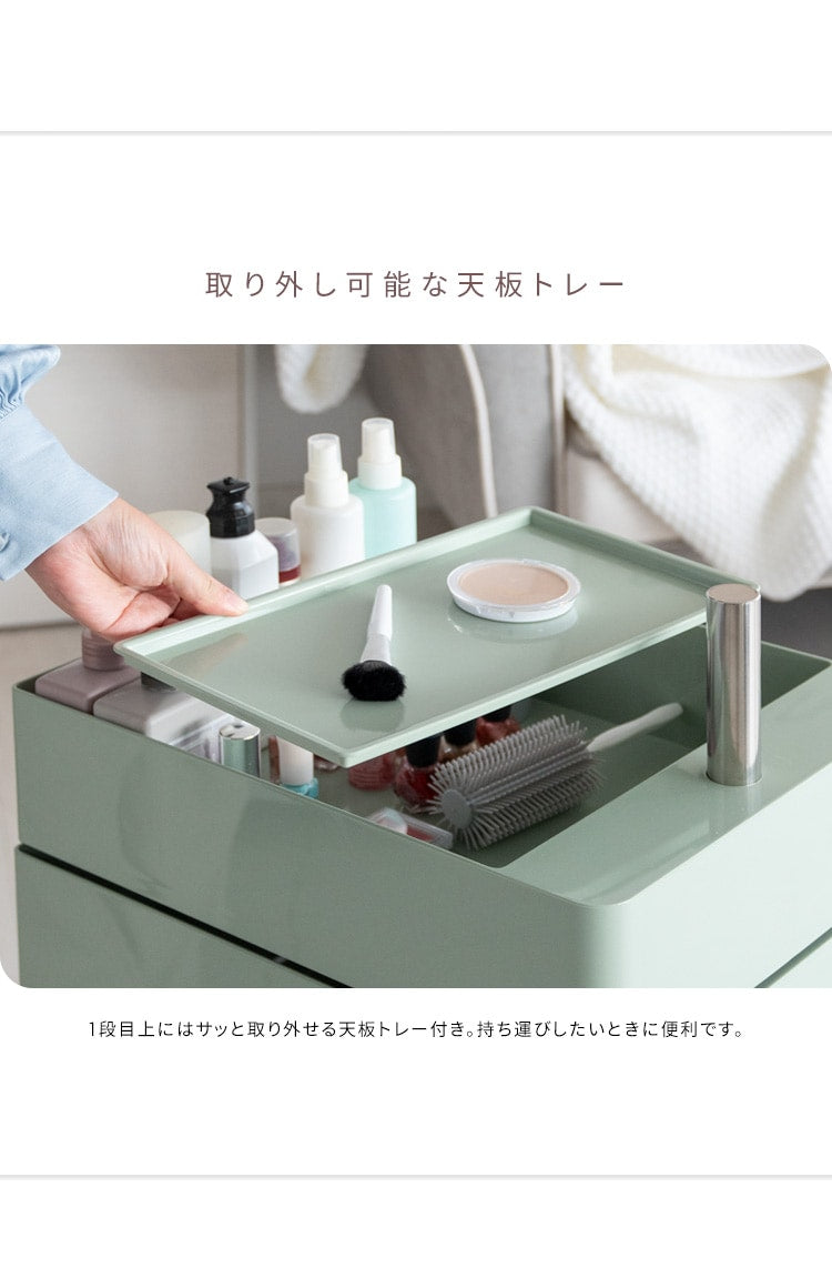 多段トローリーワゴン 360度回転 ベビーワゴン コスメワゴン 完成品 キャスター移動