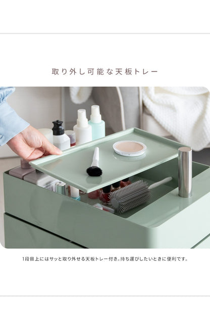 多段トローリーワゴン 360度回転 ベビーワゴン コスメワゴン 完成品 キャスター移動